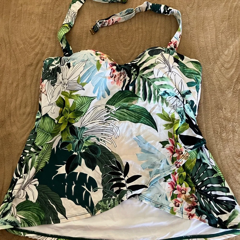 Tropical Print Tankini Set - Picture 1 of 8